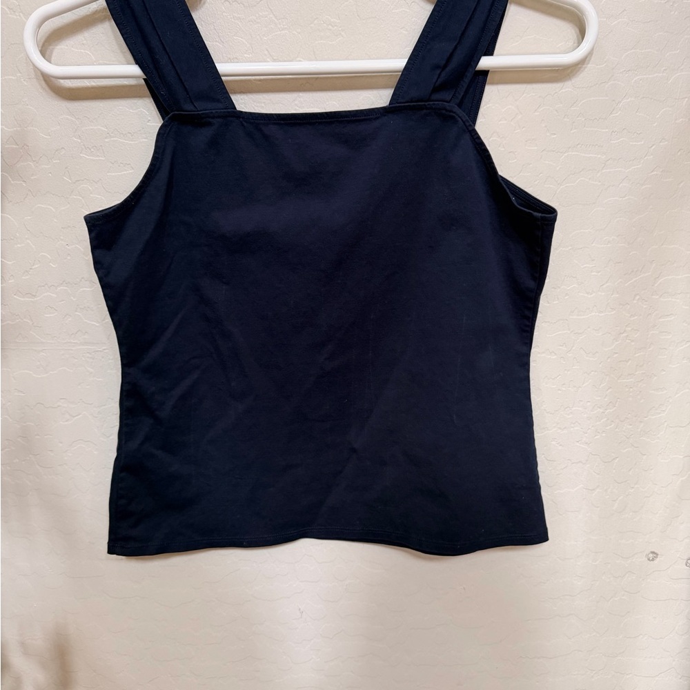 ANTONIO MELANI Black 100% Cotton Tank with Square Neck - Picture 3 of 4